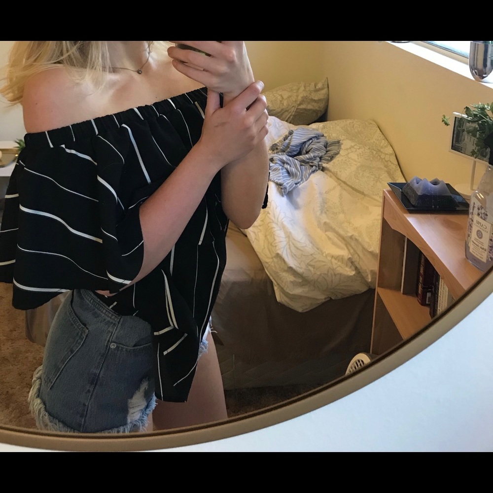 Black pinstriped blouse